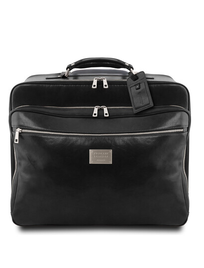 Geanta de voiaj troler din piele naturala neagra, Tuscany Leather, Varsavia