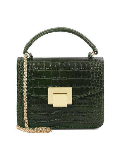 Geanta dama din piele printata verde inchis, Tuscany Leather, TL Bag