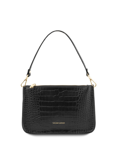 Plic dama din piele naturala, negru, Tuscany Leather, Cassandra