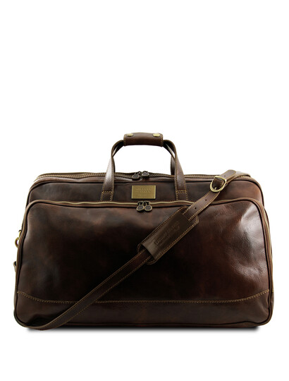 Geanta voiaj tip troler din piele maro inchis, marime mica, Tuscany Leather, Bora Bora