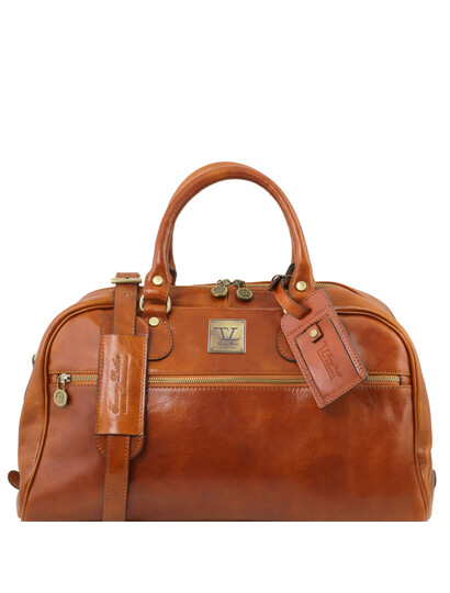 Geanta de voiaj din piele honey, marime mica, Tuscany Leather, TL Voyager