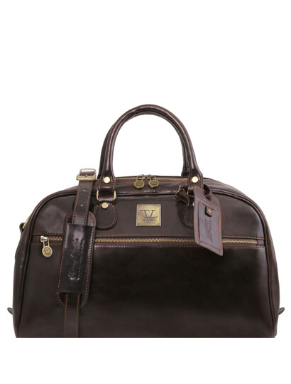 Geanta de voiaj din piele maro inchis, marime mica, Tuscany Leather, TL Voyager