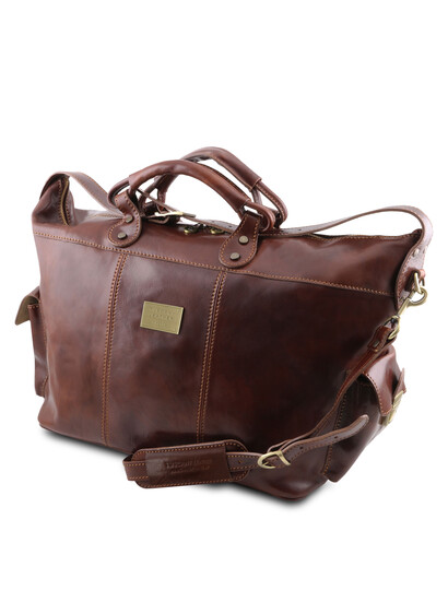 Geanta de voiaj din piele naturala maro, Tuscany Leather, P
