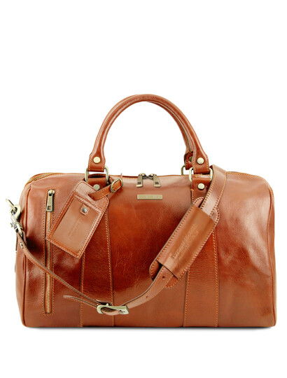 Geanta mica de voiaj din piele naturala honey, Tuscany Leather, Voyager