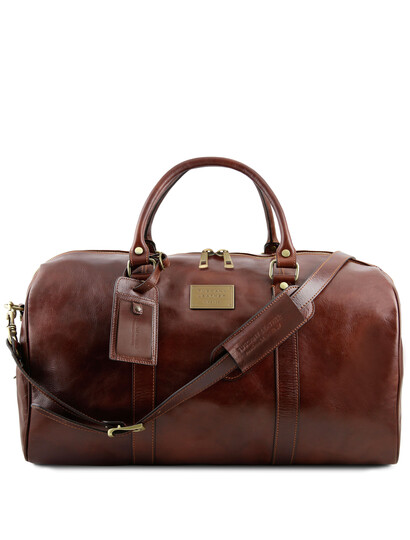 Geanta voiaj din piele naturala maro, Tuscany Leather, Voyager