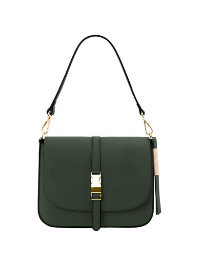 Geanta dama din piele naturala Tuscany Leather, verde inchis, Nausica