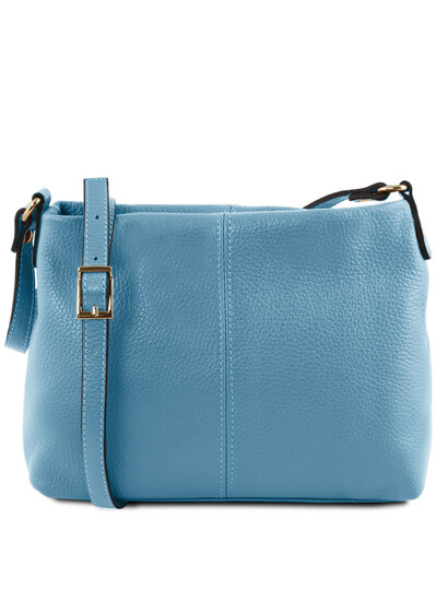 Geanta piele naturala dama Tuscany Leather, albastru deschis