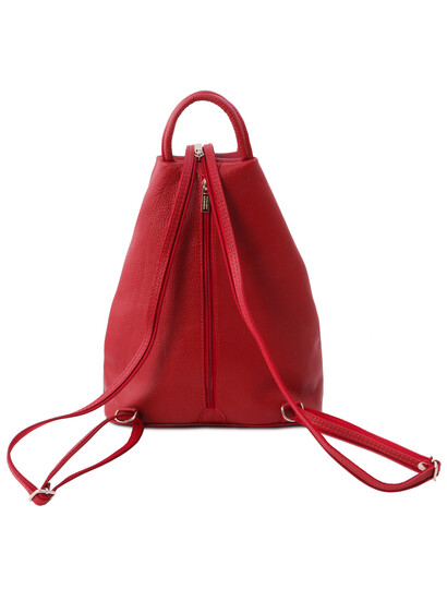 Rucsac de dama piele naturala Tuscany Leather, rosu aprins, Shanghai
