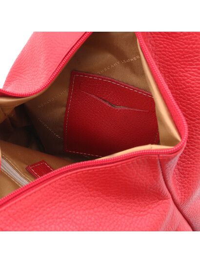 Rucsac din piele naturala Tuscany Leather, rosu aprins, Shanghai