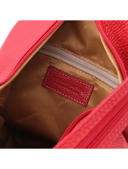 Rucsac dama piele naturala Tuscany Leather, rosu aprins, Shanghai