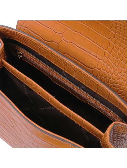 Geanta dama din piele naturala printata maro scortisoara Tuscany Leather, TL Bag
