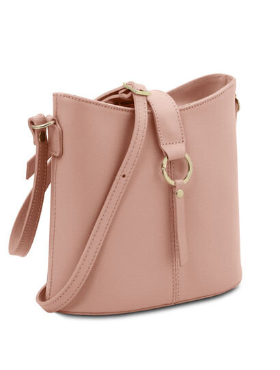 Geanta de dama din piele naturala roz pudrat, Tuscany Leather, Teti