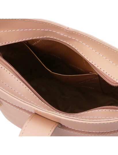 Geanta umar dama din piele naturala roz pudrat, Tuscany Leather, Teti