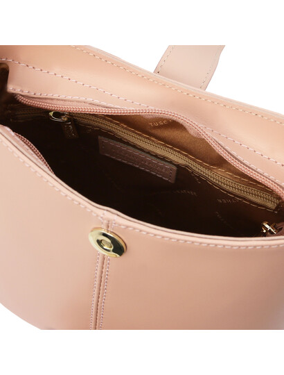 Geanta de umar pentru dama din piele naturala roz pudrat, Tuscany Leather, Teti