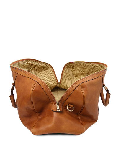 Geanta de voiaj din piele naturala Tuscany Leather, Oslo, maro deschis