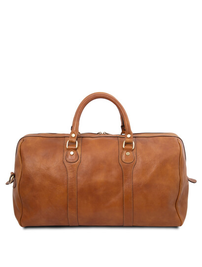 Geanta voiaj weekend din piele naturala Tuscany Leather, Oslo, maro deschis