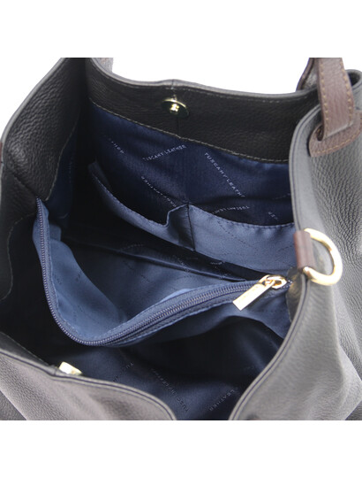 Geanta umar piele naturala neagra, Tuscany Leather, TL KeyLuck