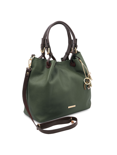 Geanta de umar din piele verde inchis, Tuscany Leather, TL KeyLuck