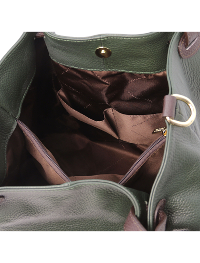 Geanta dama de umar din piele naturala verde inchis, Tuscany Leather, TL KeyLuck