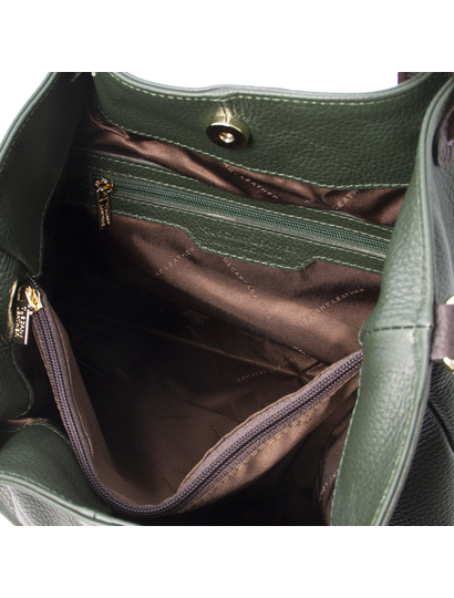 Geanta dama umar din piele naturala verde inchis, Tuscany Leather, TL KeyLuck