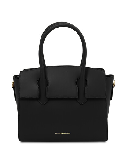 Geanta dama din piele naturala, Tuscany Leather, neagra, Brigid