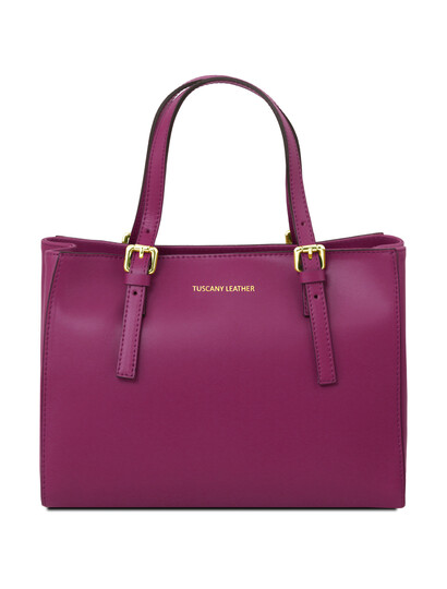 Geanta de dama, din piele naturala violet, Tuscany Leather, Aura
