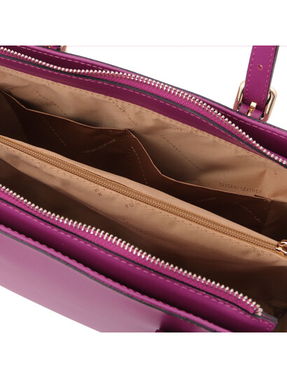 Geanta mana din piele naturala violet, Tuscany Leather, Aura