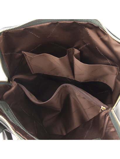 Rucsac Tuscany Leather verde din piele naturala