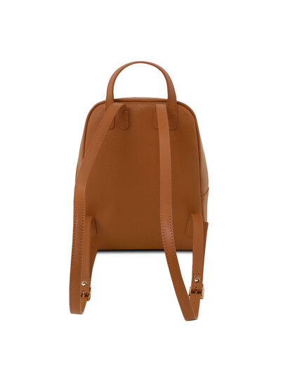 Rucsac mic dama din piele naturala saffiano Tuscany Leather, coniac