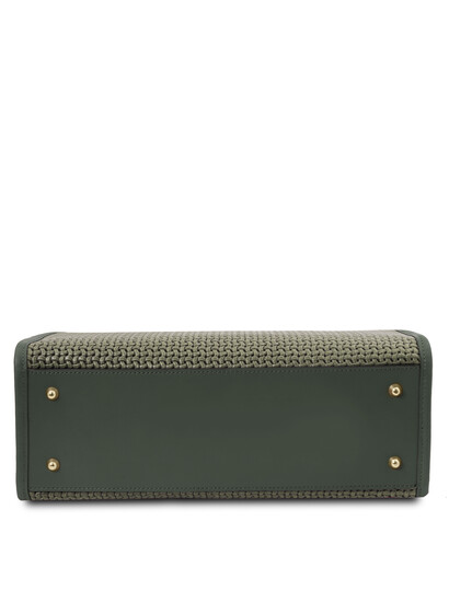 Geanta mana piele naturala verde, Tuscany Leather, Woven