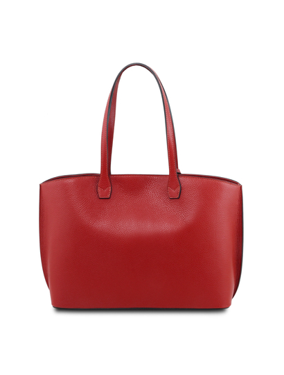 Geanta shopper dama din piele naturala rosu aprins, Tuscany Leather, TL Bag