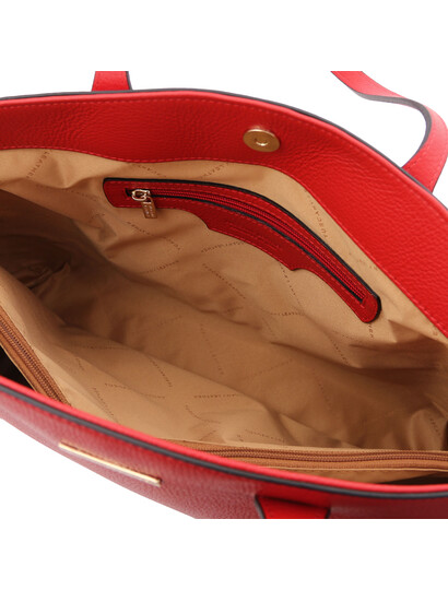 Geanta dama piele naturala rosu aprins, Tuscany Leather, TL Bag