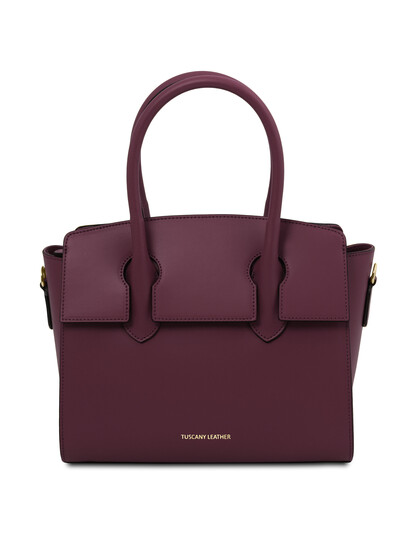 Geanta de dama, din piele naturala, Tuscany Leather, bordo, Brigid
