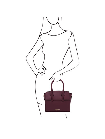 Geanta mana, din piele naturala, Tuscany Leather, bordo, Brigid