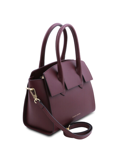 Geanta dama de mana, din piele naturala, Tuscany Leather, bordo, Brigid
