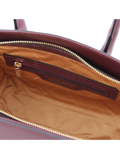 Geanta de dama, din piele naturala, Tuscany Leather, bordo, Brigid