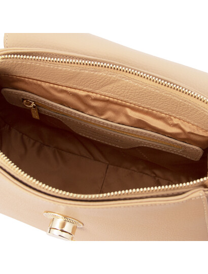 Geanta umar dama din piele naturala, sampanie, Tuscany Leather, Fresia