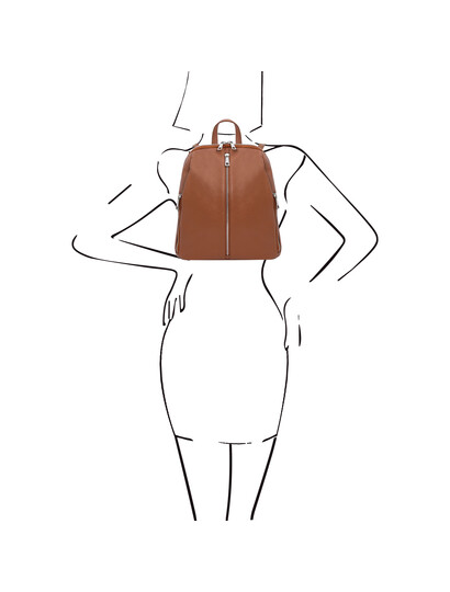 Rucsac dama, din piele naturala coniac, Tuscany, TL Bag