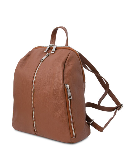 Rucsac dama, din piele nat coniac, Tuscany Leather, TL Bag