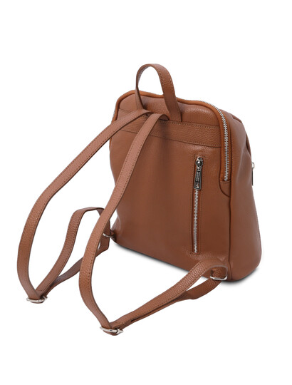 Rucsac de dama, piele naturala coniac, Tuscany Leather, TL Bag