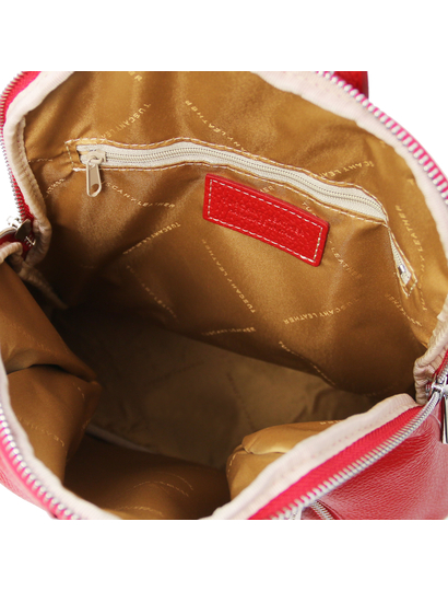 Rucsac de dama, din piele naturala rosie, Tuscany Leather, TL Bag