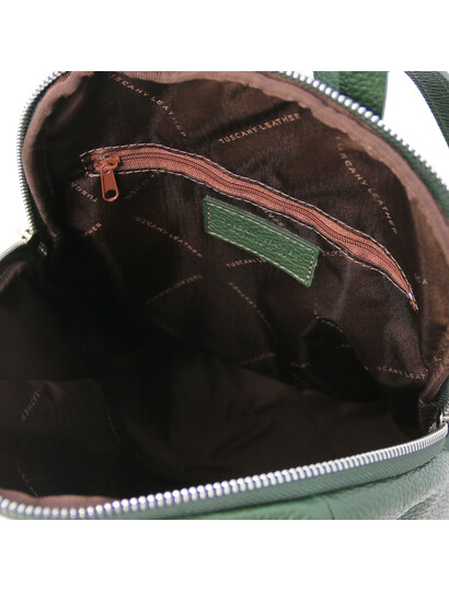 Rucsac dama, piele naturala verde, Tuscany Leather, TL Bag