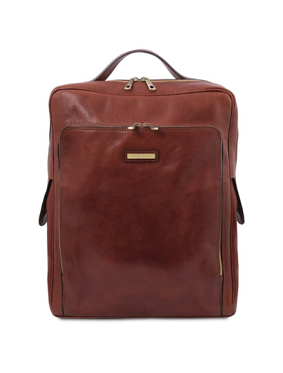 Rucsac laptop din piele naturala maro, marime mare, Tuscany Leather, Bangkok