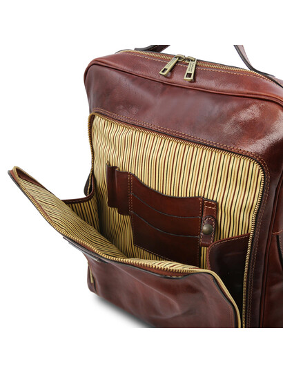 Rucsac pentru laptop din piele naturala maro, Tuscany Leather, Bangkok