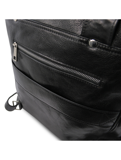 Rucsac laptop din piele naturala neagra, mare, Tuscany Leather, Bangkok