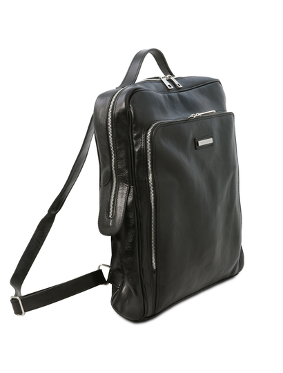Rucsac pentru laptop piele naturala neagra, marime mare, Tuscany Leather, Bangkok