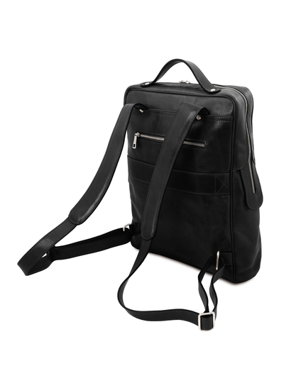 Rucsac mare laptop din piele naturala neagra, Tuscany Leather, Bangkok