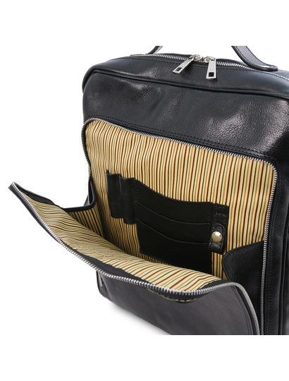 Rucsac laptop din piele neagra, marime mare, Tuscany Leather, Bangkok