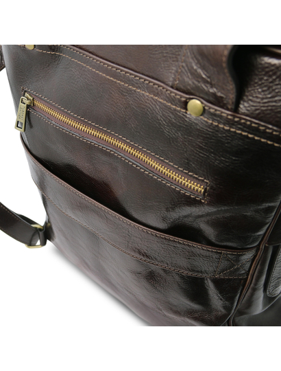 Rucsac laptop din piele maro inchis, marime mare, Tuscany Leather, Bangkok