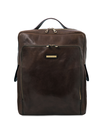 Rucsac laptop din piele naturala maro inchis, marime mare, Tuscany Leather, Bangkok